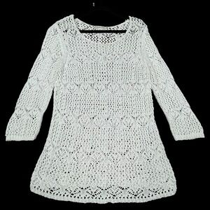 Coldwater Creek Open Knit Feminine Boho Casual Every Day Tunic Top - Sz L/14